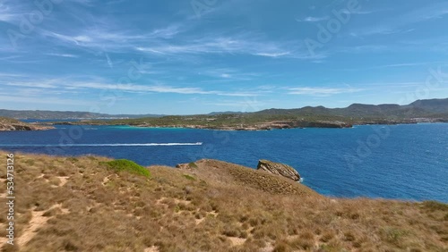 Speedboat on the Ibiza Coast Aerial View photo