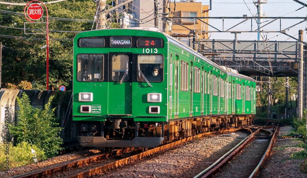 緑色の通勤電車