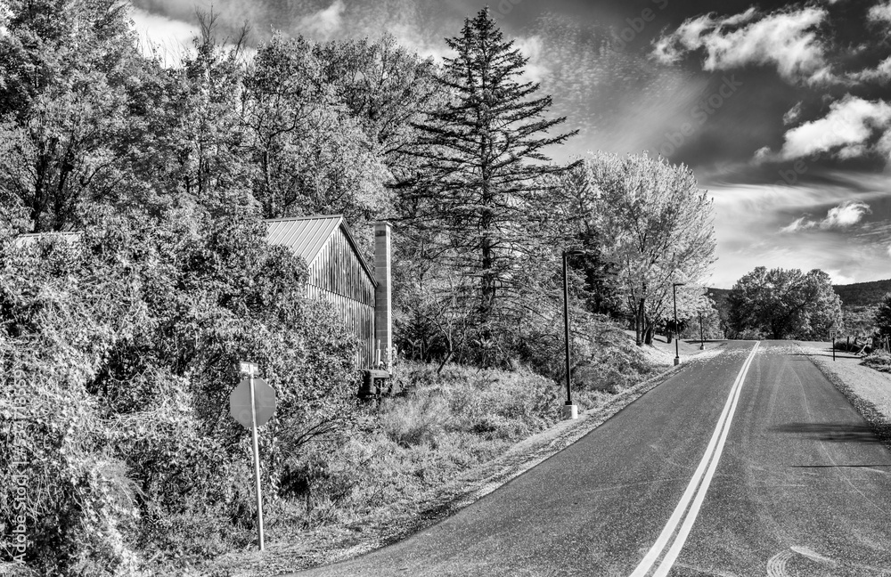Road of New England in foliage season, USA Road of New England in foliage season, USA