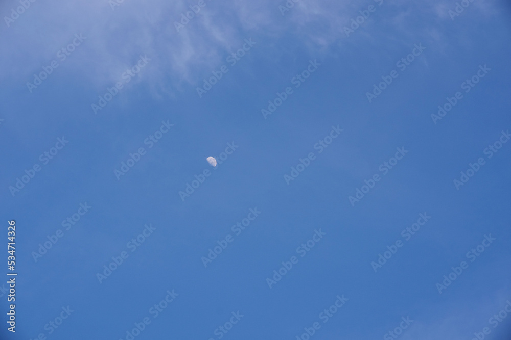 Waning moon visible in the morning Waning moon visible in the morning