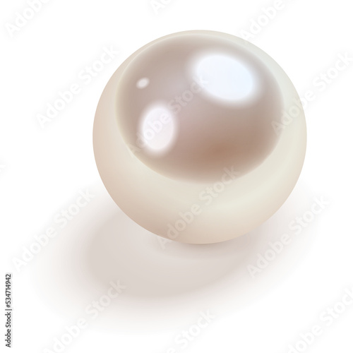 Tela White pearl with shadow, 3d icon  illustration.