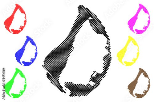 Astove Atoll island (Republic of Seychelles, Indian Ocean, Outer Islands) map vector illustration, scribble sketch Ile Astove map photo