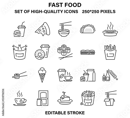 A set of simple but high-quality fast food icons