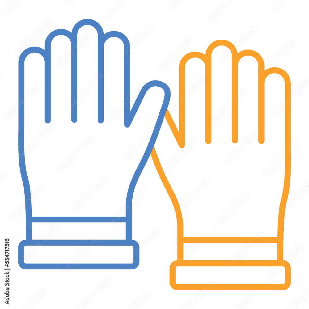 Cleaning Gloves Blue And Orange Line Icon