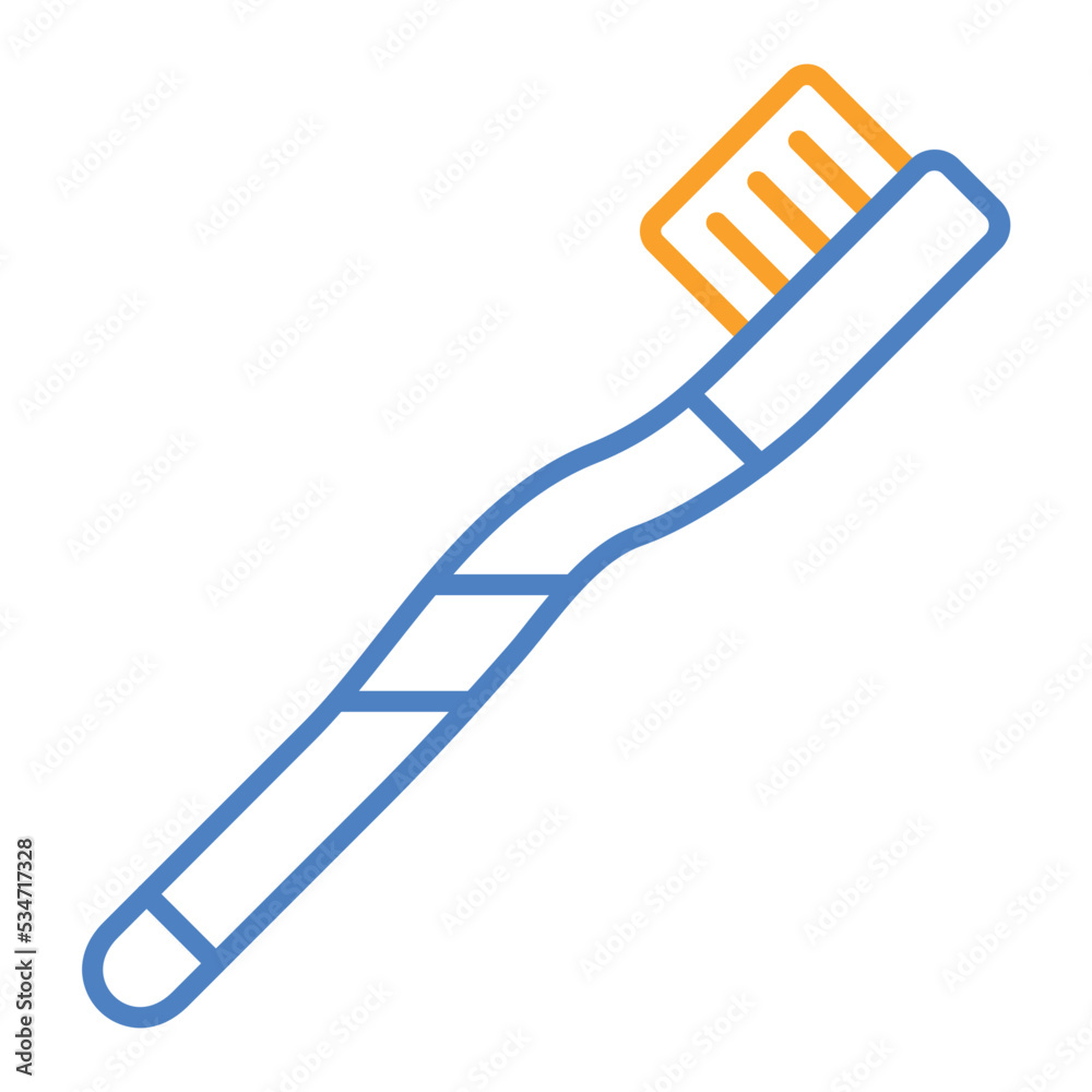 Toothbrush Blue And Orange Line Icon