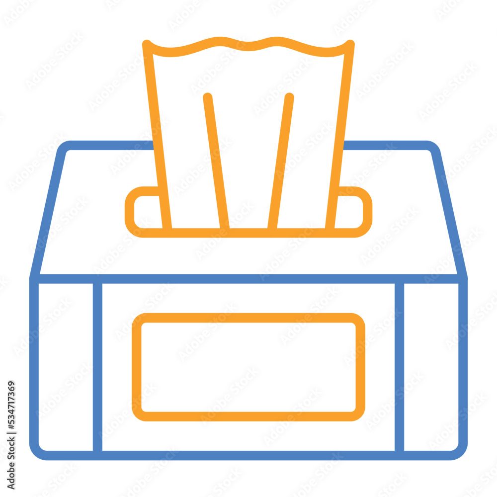 Tissue Box Blue And Orange Line Icon Tissue Box Blue And Orange Line Icon