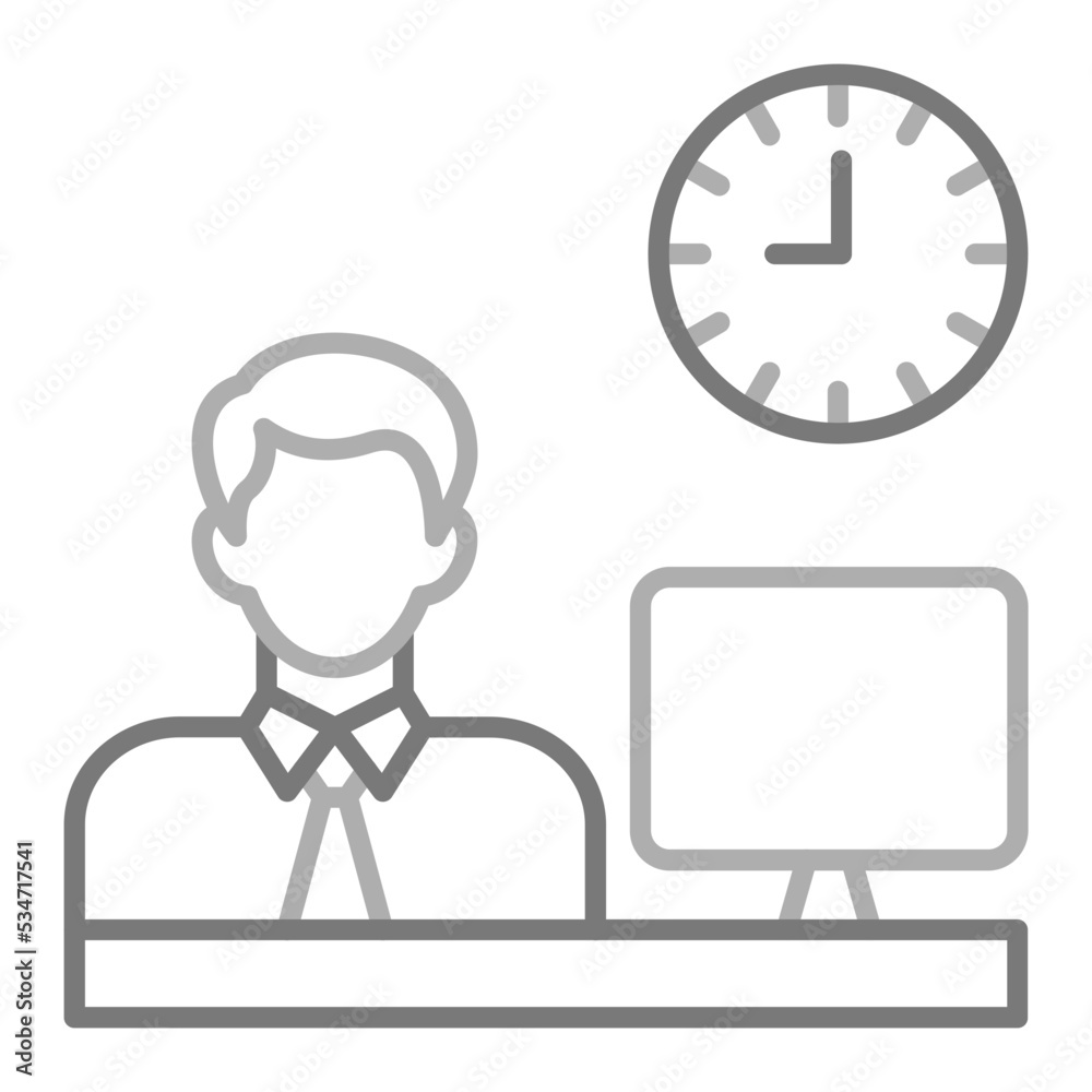Working Hours Greyscale Line Icon Working Hours Greyscale Line Icon