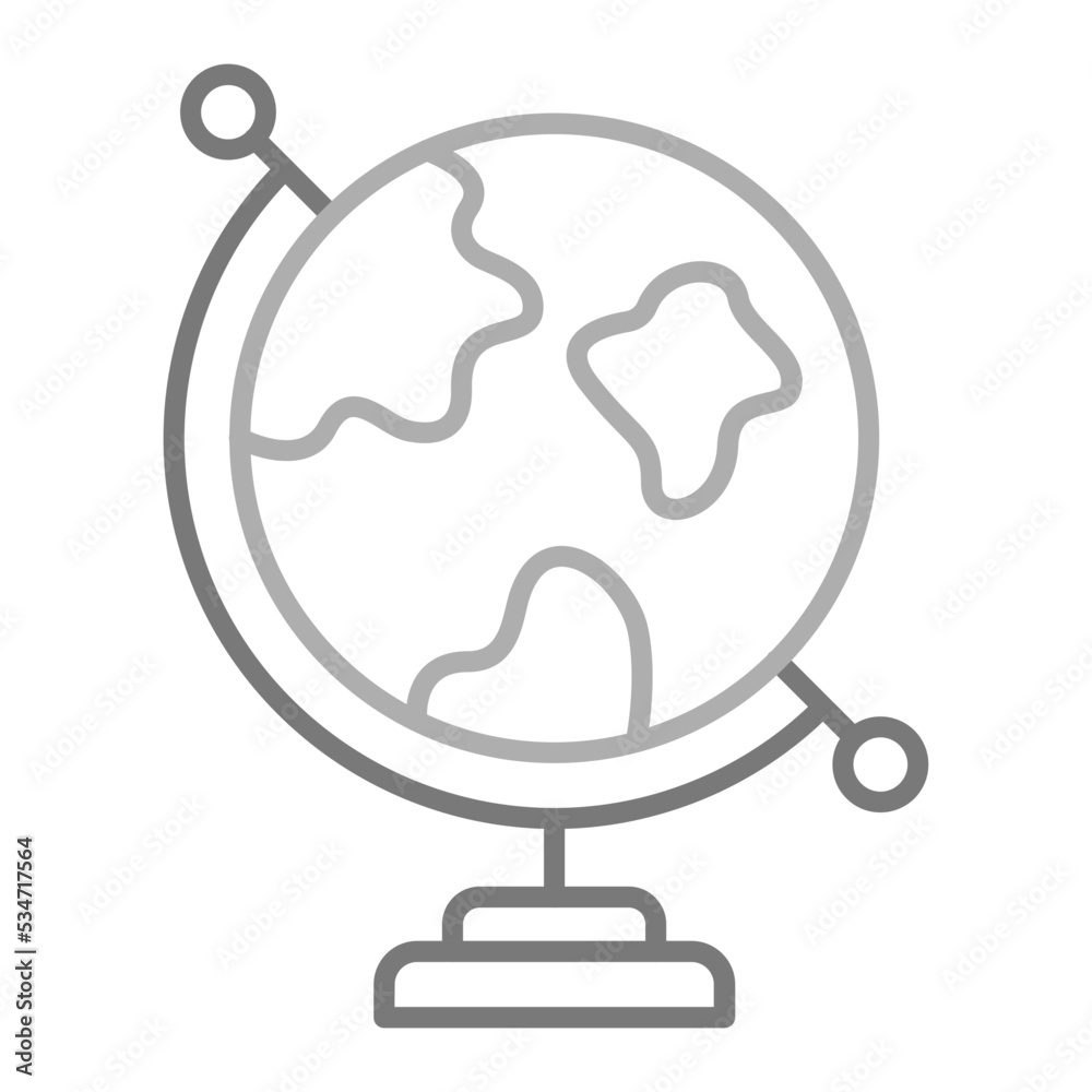 World Globe Greyscale Line Icon World Globe Greyscale Line Icon