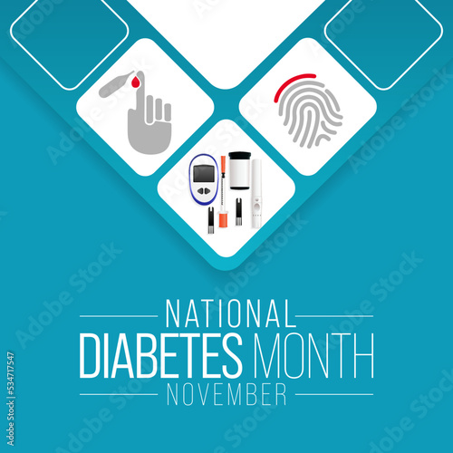 National Diabetes month is observed every year in November, it is the primary global awareness campaign focusing on diabetes. Vector illustration