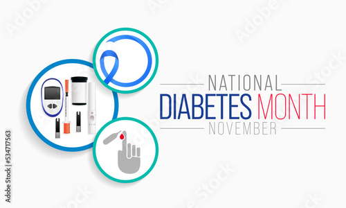 National Diabetes month is observed every year in November, it is the primary global awareness campaign focusing on diabetes. Vector illustration