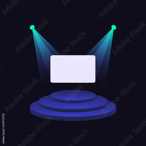 Platform Scene light screen on dark background
