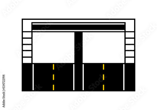 Footbridge overpass stairs for pedestrian crossing street road icon flat vector design.