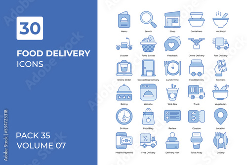Food delivery icons collection.