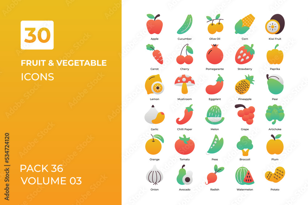 Vegetables icons collection.