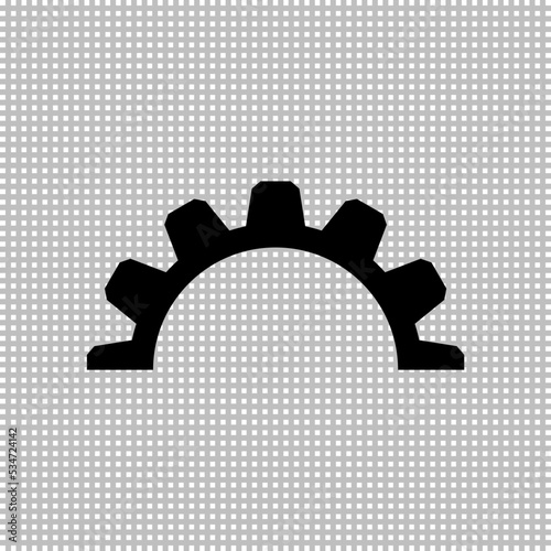 Half part gear wheel. Vector silhouette. Illustration on transparent background. 