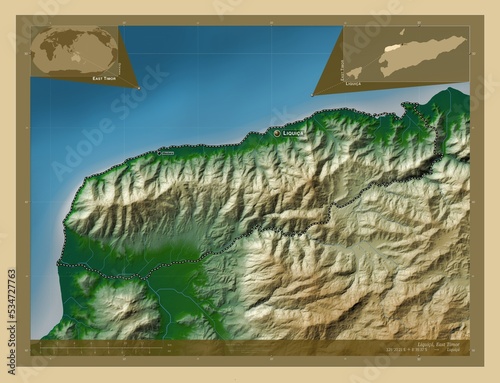 Liquica, East Timor. Physical. Labelled points of cities photo