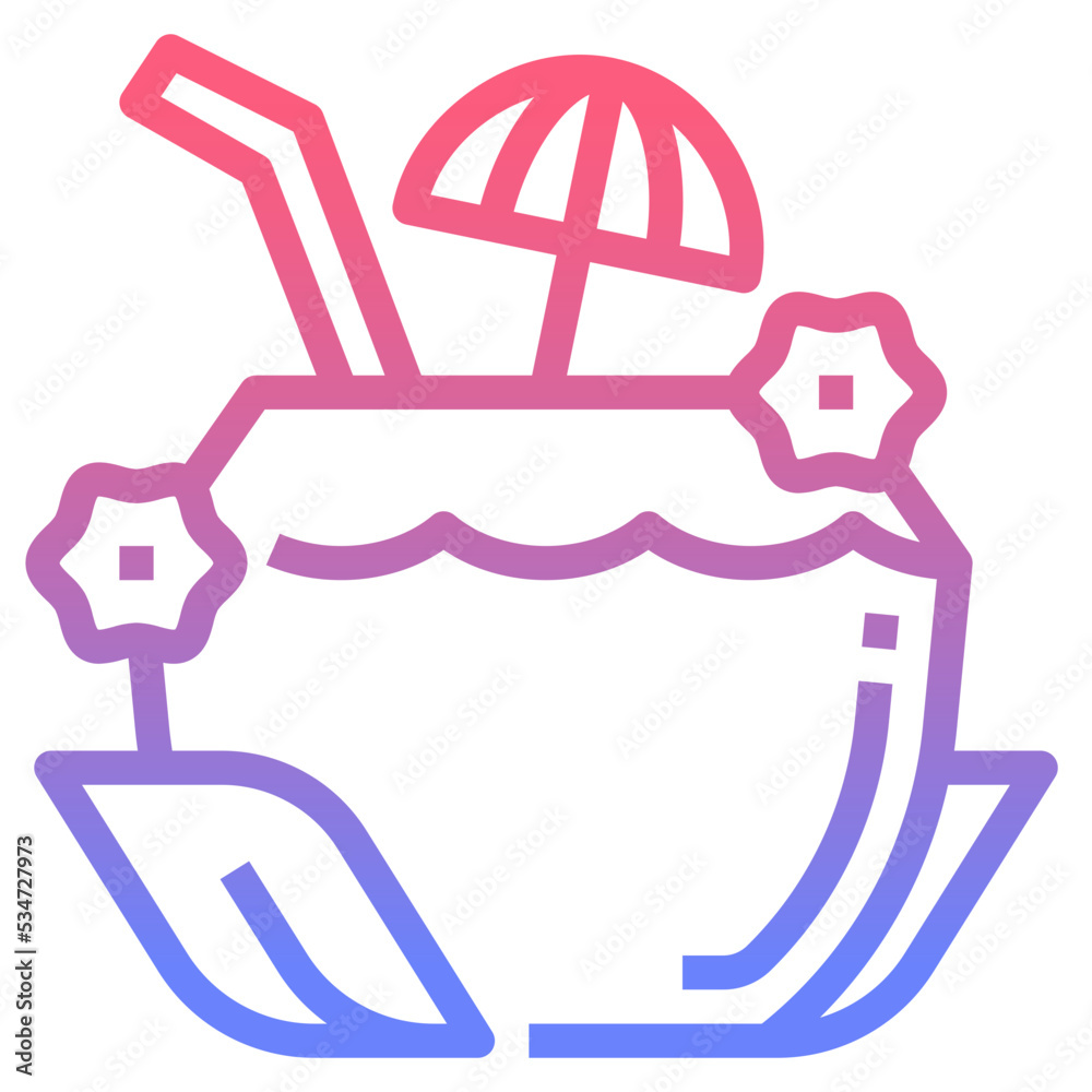 Obraz premium Coconut line gradient icon