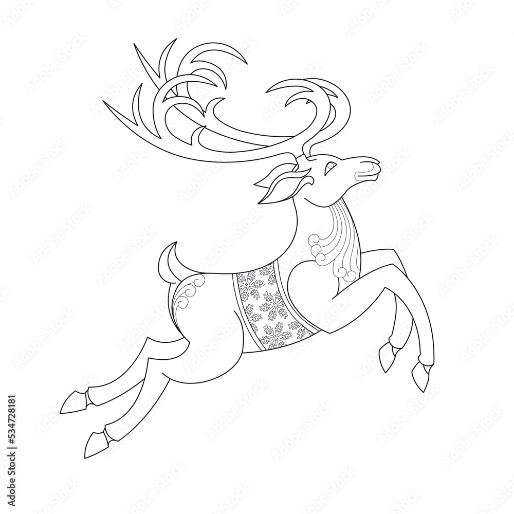 Line drawing of a Jumping reindeer (Design Element) Line drawing of a Jumping reindeer (Design Element)