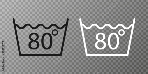 Machine wash hot 80, washing icon. Vector illustration, flat design