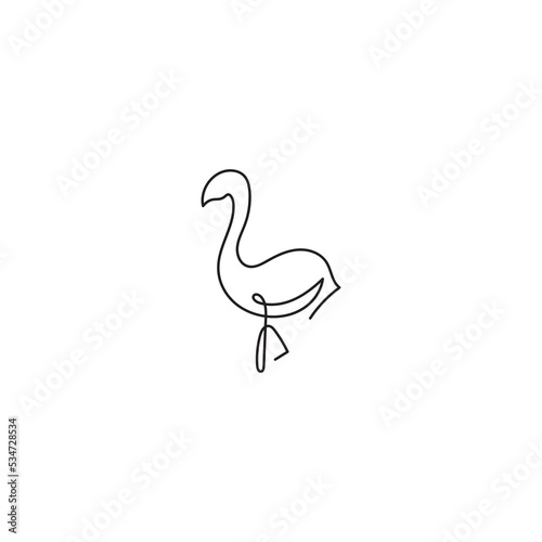 Continuous line flamingo. a minimalistic flamingo line monoline logo vector icon illustration