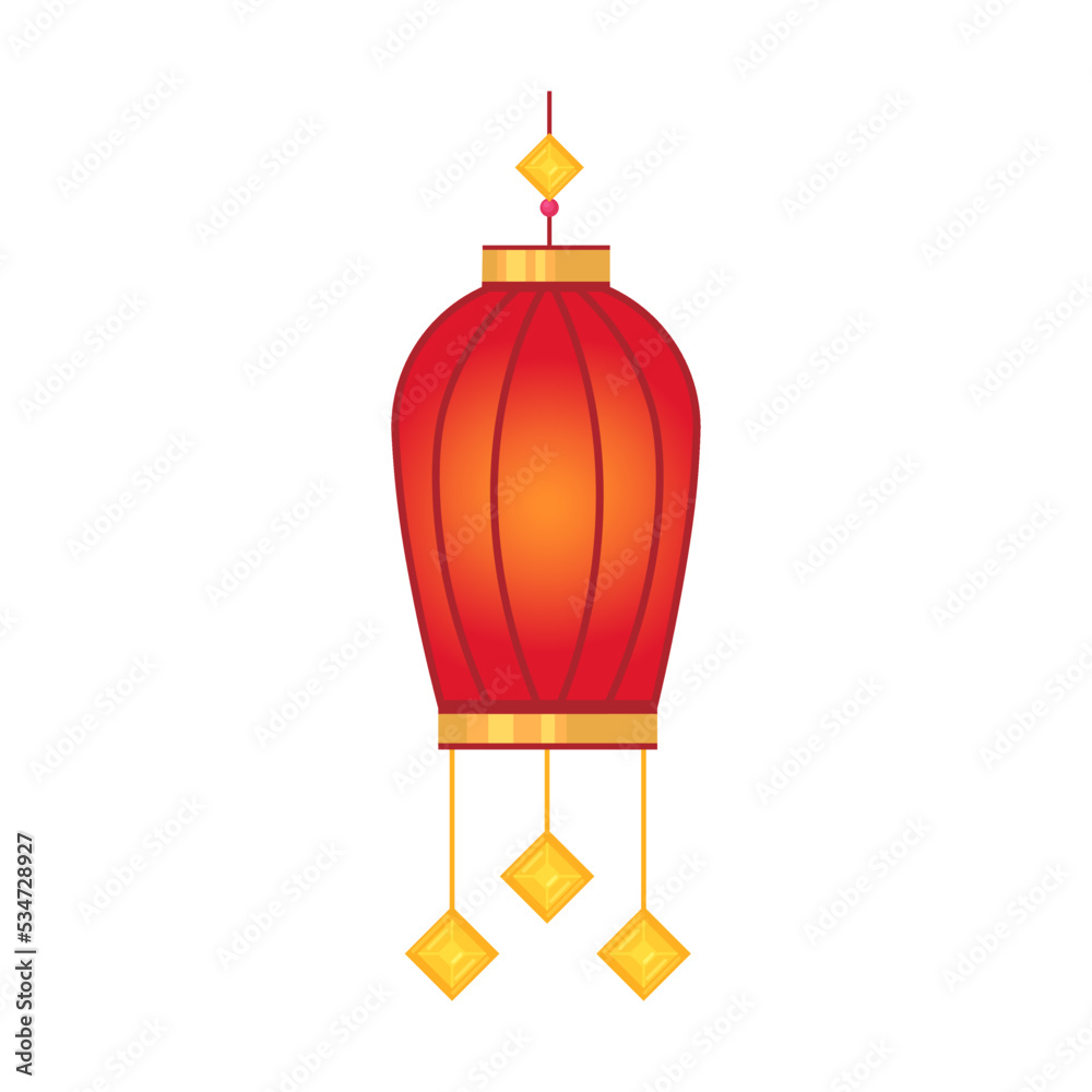 Red Chinese lamp. Paper traditional Asian festive lanterns, street new year decoration isolated on white. Vector illustration for oriental festival, celebration Red Chinese lamp. Paper traditional Asian festive lanterns, street new year decoration isolated on white. Vector illustration for oriental festival, celebration