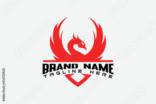 Phoenix Logo flying bird abstract design vector, aggressive phoenix logo.