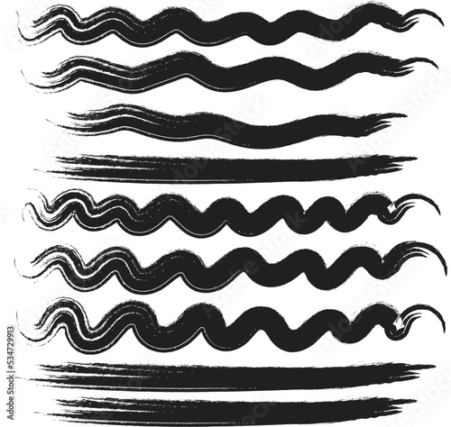 Set of black vector brush strokes, Paint brush, Grunge design, Background for text © Yohan
