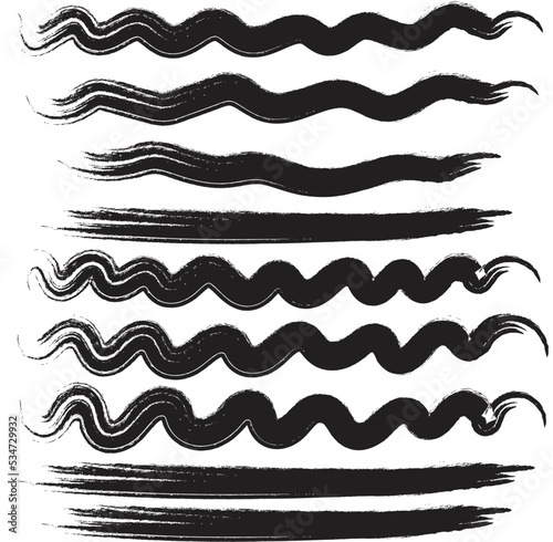 Set of black vector brush strokes, Paint brush, Grunge design, Background for text © Yohan