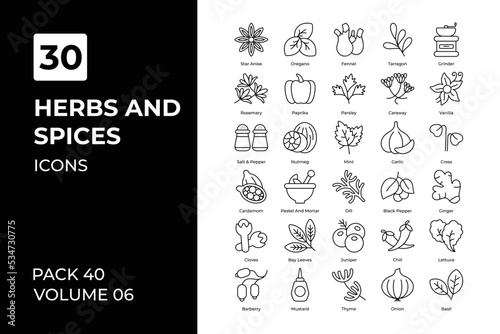 herb and spices icons collection.