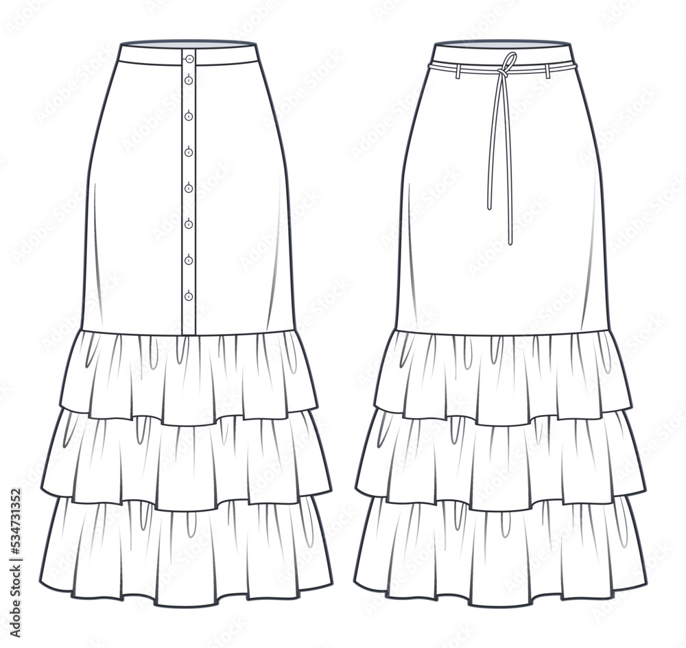 Tiered hotsell skirt sketch