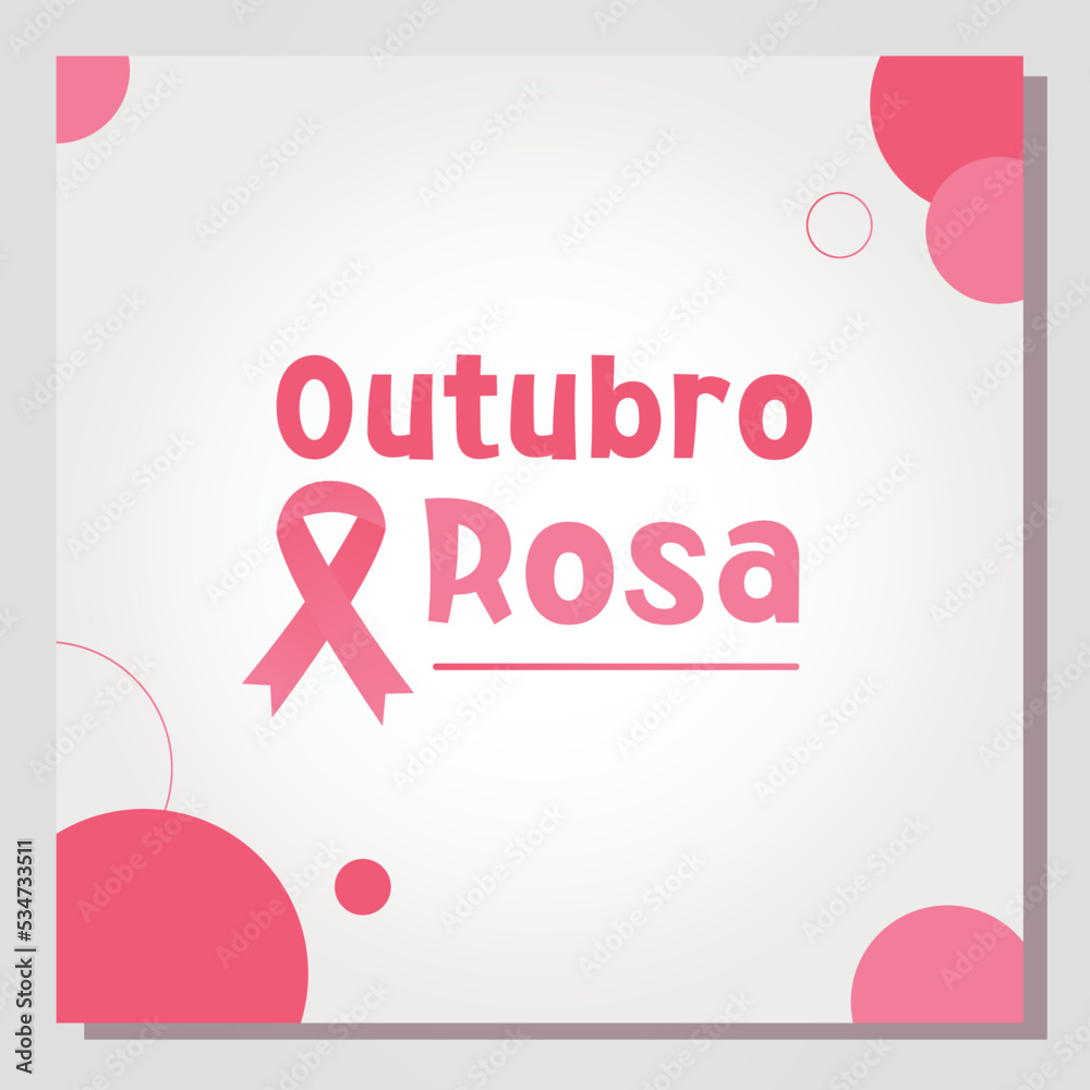 october breast cancer pink ribbon with decorative circles pt