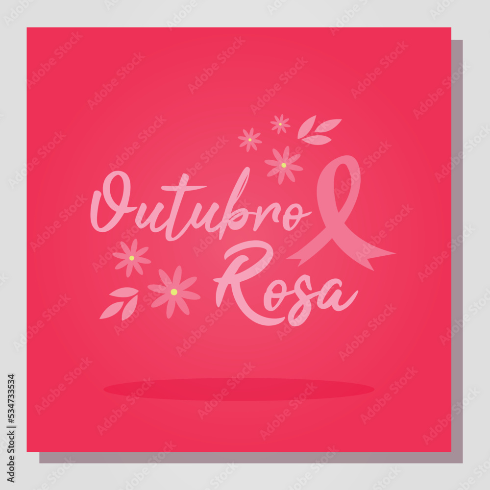 october breast cancer pink ribbon with decorative flowers pt