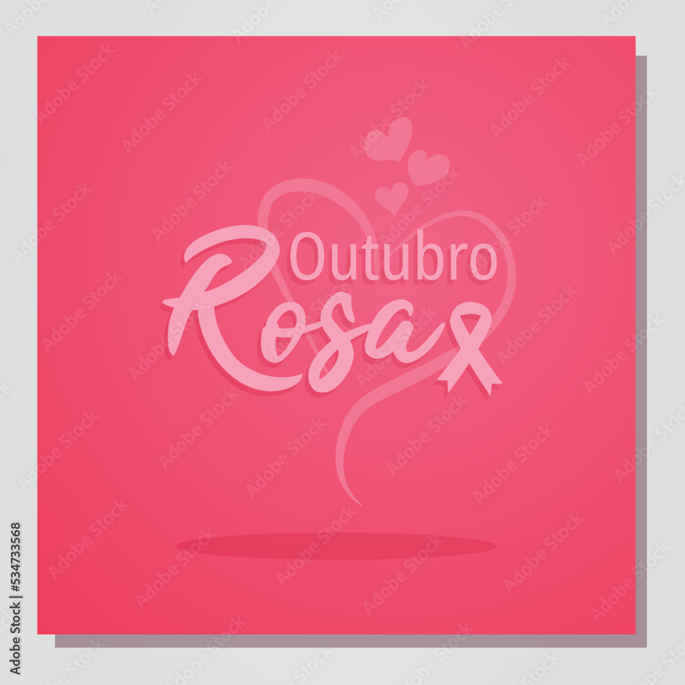 october breast cancer pink ribbon with decorative hearts pt