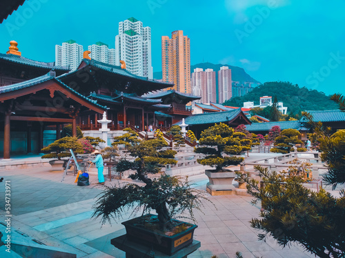  The Nan Lian Garden is a public garden built in the clasic Chinese style amidst the high-rise apartments of Diamond Hill in Hong Kong photo