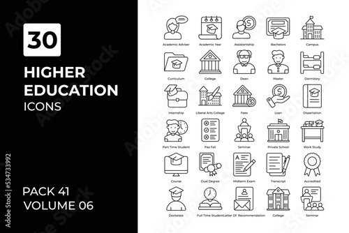 Higher education icons collection.