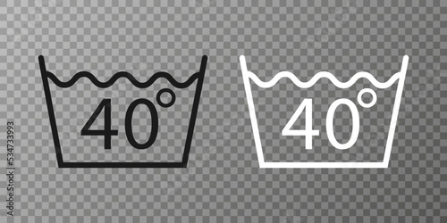 Machine wash warm 40, washing icon. Vector illustration, flat design