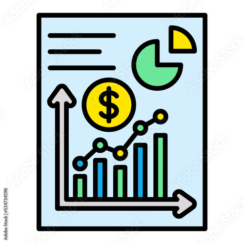 Bar Chart Filled Line Icon