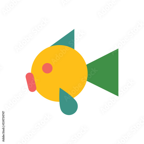 Fish cartoon on white background, vector illustration in flat cartoon design.