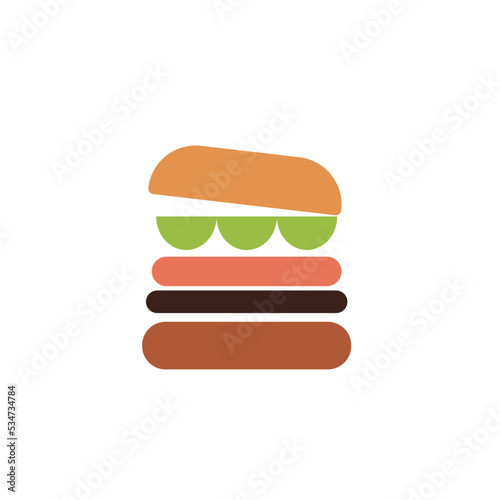 Hamburger cartoon on white background, vector illustration in flat cartoon design.