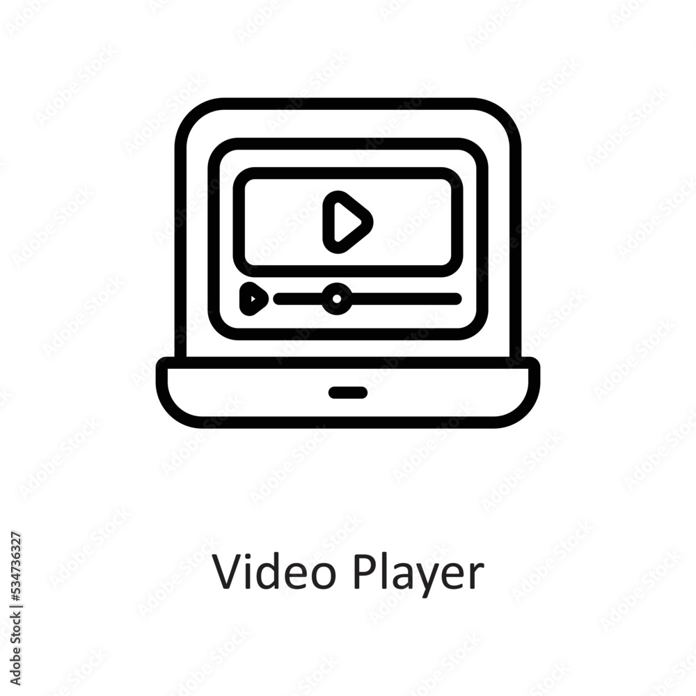 Video player Outline Vector Icon Design illustration on White background. EPS 10 File Video player Outline Vector Icon Design illustration on White background. EPS 10 File