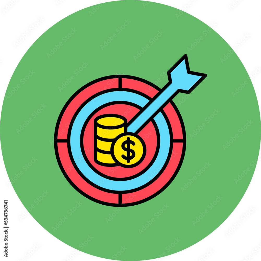 Target Multicolor Circle Filled Line Icon Target Multicolor Circle Filled Line Icon
