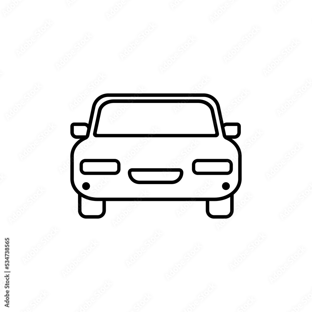 Car front line icon. Outline symbol. Car sign in linear style. Auto, view, parking, automobile, travel concept. Outline simple vector line illustration. Icon symbol