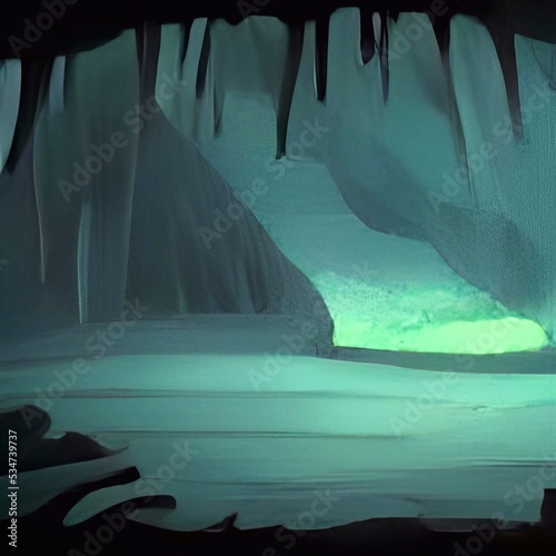 Cave landscape anime background 