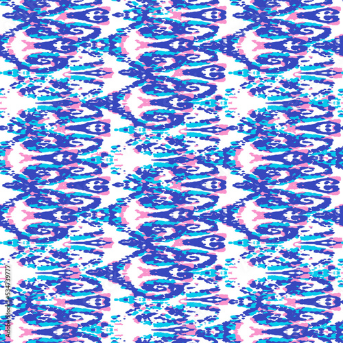 Ethnic Vector Pattern. Bohemian Peacock Print. Fashion Retro Art. Abstract Modern Batik. Geometric Ikat Seamless Design. Vintage Ornament. Rhombus Watercolor Background. 