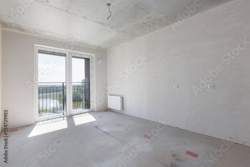interior of the apartment without decoration in gray colors