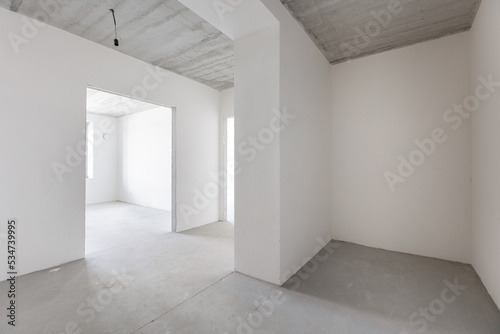 interior of the apartment without decoration in gray colors