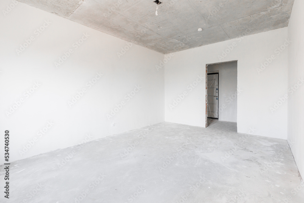 interior of the apartment without decoration in gray colors interior of the apartment without decoration in gray colors