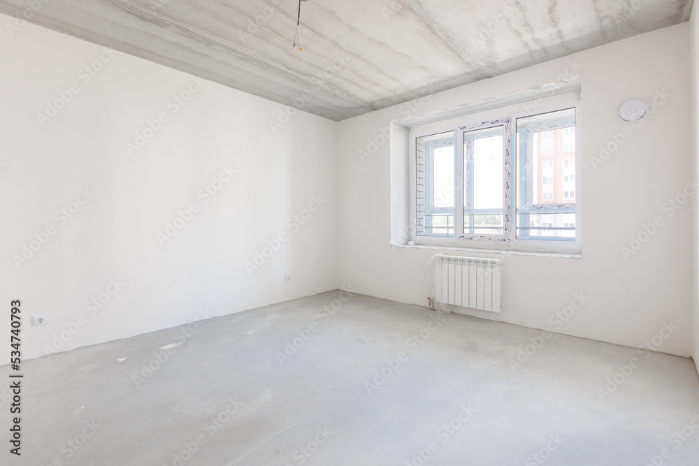 interior of the apartment without decoration in gray colors interior of the apartment without decoration in gray colors