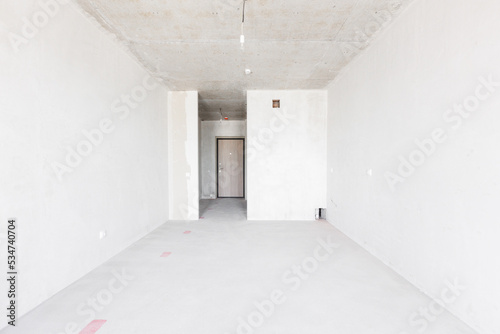 interior of the apartment without decoration in gray colors