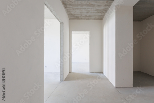 interior of the apartment without decoration in gray colors